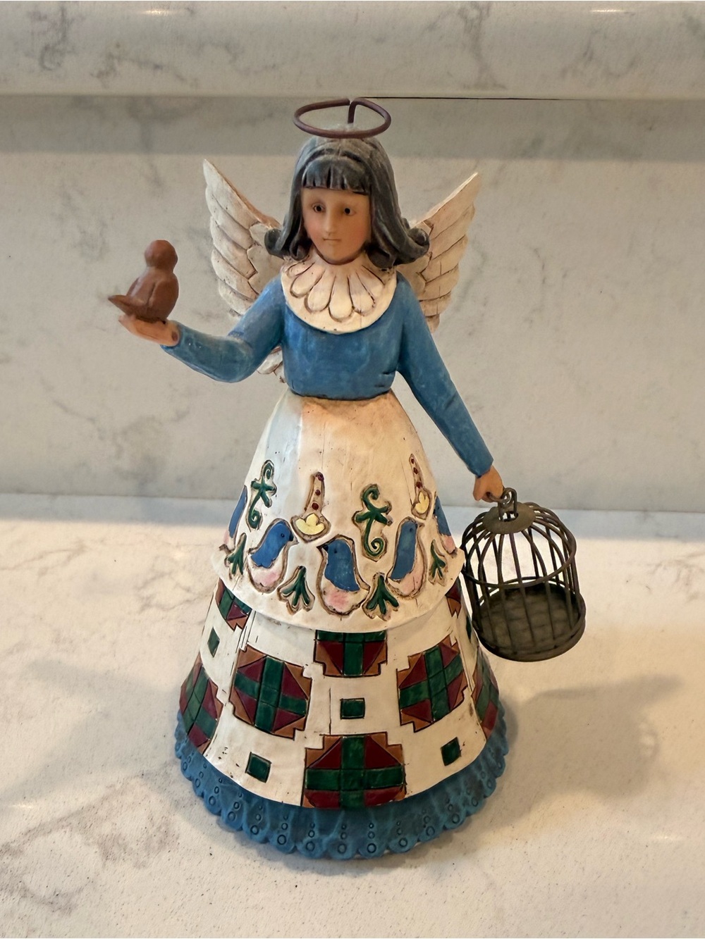7 inch Jim Shore Angel Figurine with Bird & Birdcage – Enesco Heartwood Creek
